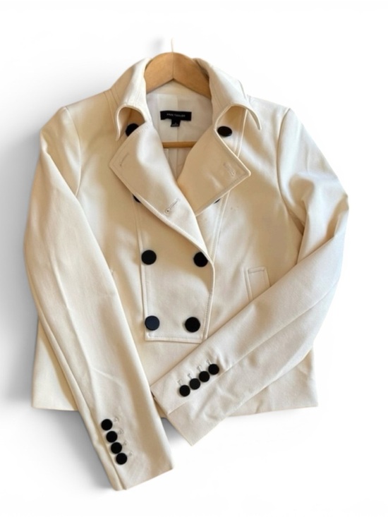Ann Taylor Jackets & Blazers - Ann Taylor | Cream Double-Breasted Fitted Crop Blazer, Size 4, NWT